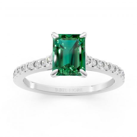 Emerald cut green- White Gold