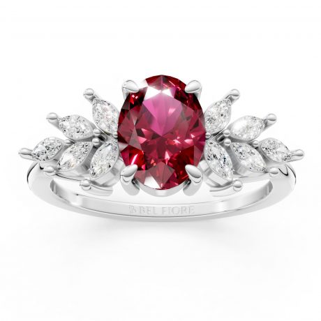 Vivid oval-cut ruby-red- White Gold