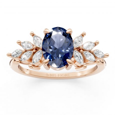 Vivid oval-cut blue sapphire-Rose Gold