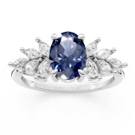 Vivid oval-cut blue sapphire- White Gold