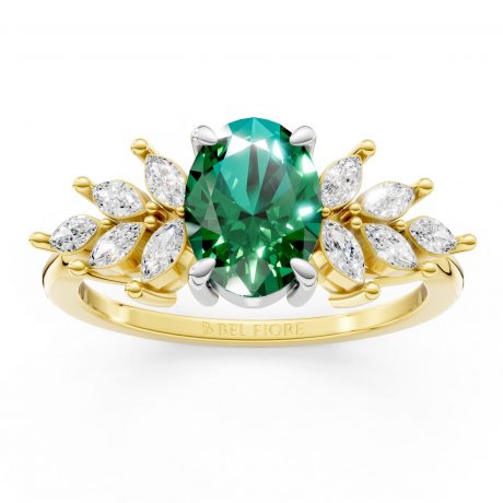 Vivid oval-cut green emerald-White Head