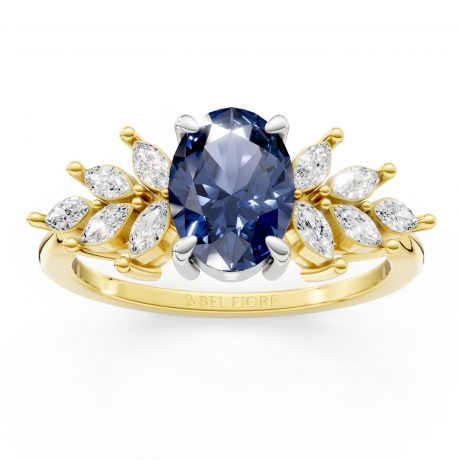 Vivid oval-cut blue sapphire- White Head