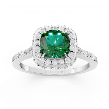 Green cushion cut emerald-White Gold