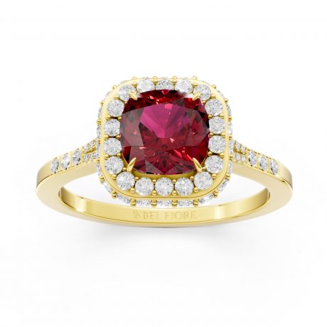 Cushion cut deep blue sapphire -Yellow Gold