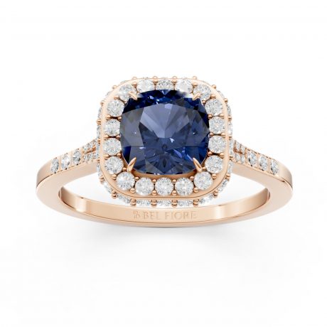 Cushion cut deep blue sapphire -Rose Gold