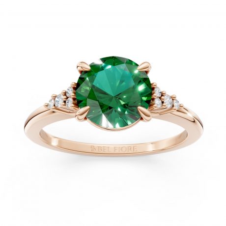 Brilliant round-cut green emerald -Rose Gold