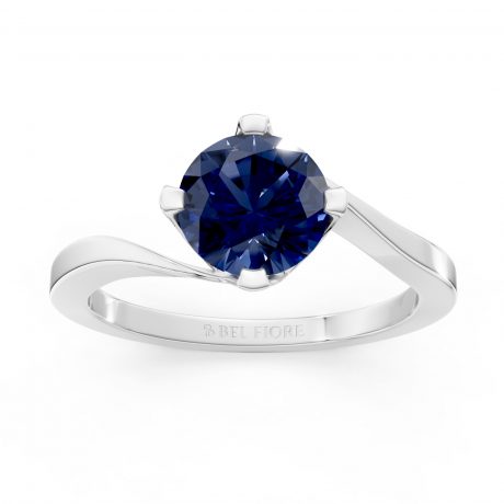 Round cut deep blue sapphire -White Gold