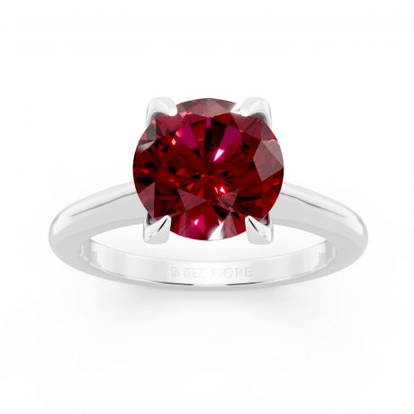 Round cut red ruby -White Gold