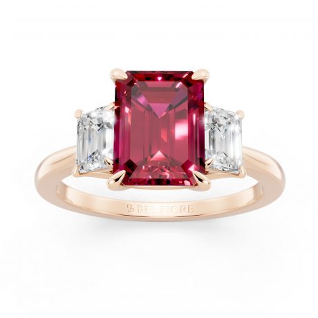 Vivid emerald cut ruby red- Rose Gold