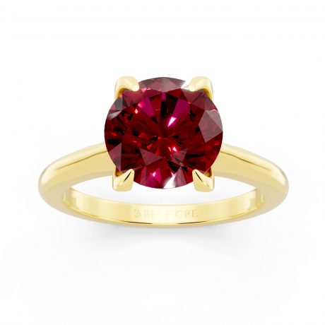 Round cut red ruby -Yellow Gold
