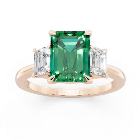 Vivid emerald cut green emerald- Rose Gold