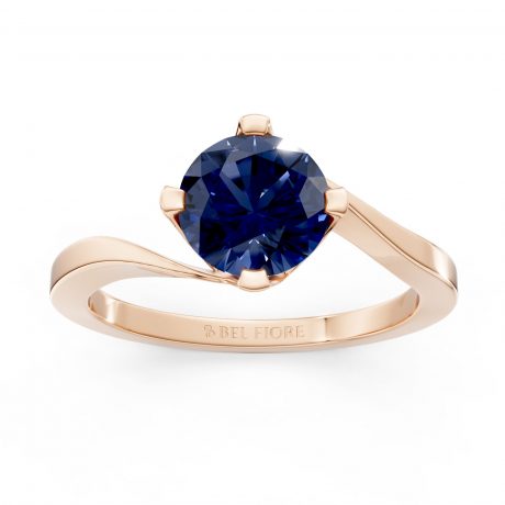 Round cut deep blue sapphire -Rose Gold
