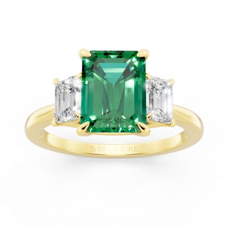 Vivid emerald cut green emerald- Yellow Gold