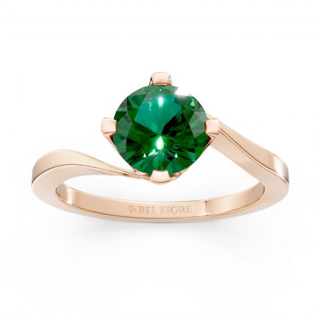 Round cut emerald -Rose Gold