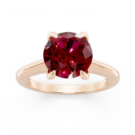 Round cut red ruby -Rose Gold