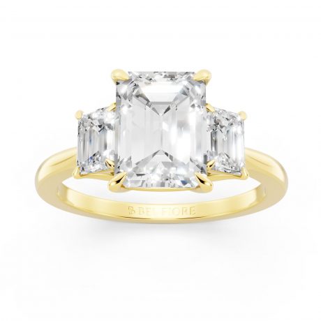 Vivid emerald cut diamond- Yellow Gold