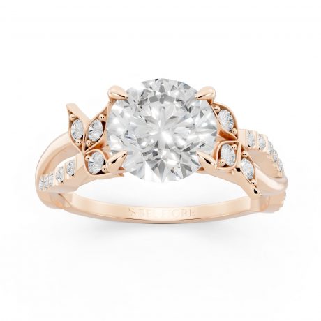 Petal Embrace round-cut center diamond -Rose Gold