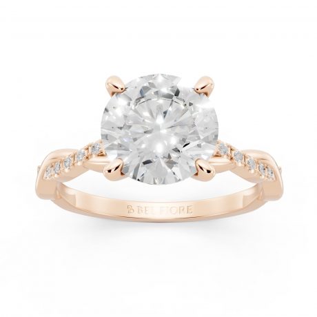 Round cut diamond twisted band -Rose Gold