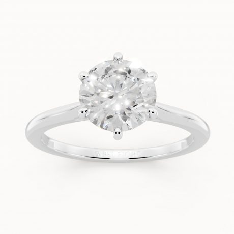Round Cut White Diamond Six-Prong Setting- White Gold