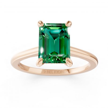 Stunning emerald cut green emerald -Rose Gold