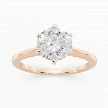 Round Cut White Diamond Six-Prong Setting- Rose Gold