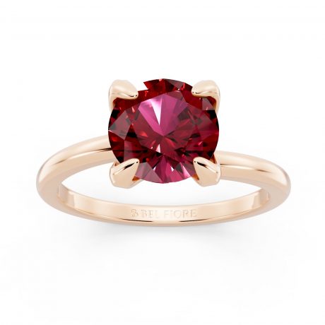 Round cut Red Stone Solitaire- Rose Gold