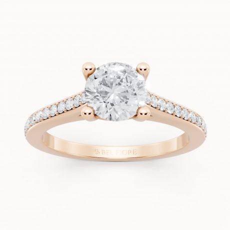 Round cut diamond embraced- Rose Gold