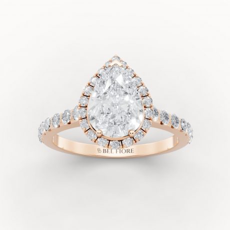 Pear shaped halo diamond ring - Rose Gold