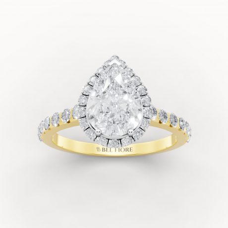 Pear shaped halo diamond ring - White Head