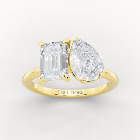 Two stone ring design, customized across- Yellow Gold
