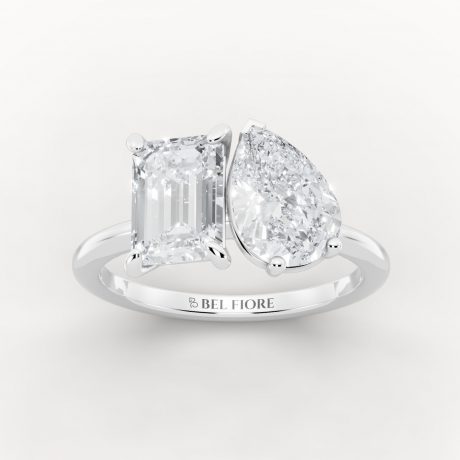 Two stone ring design, customized across- White Gold