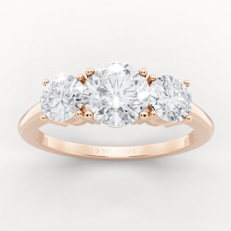 Three stone round Solitaire ring -Rose Gold