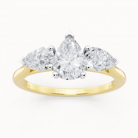 Pear shaped three-stone ring - White Head