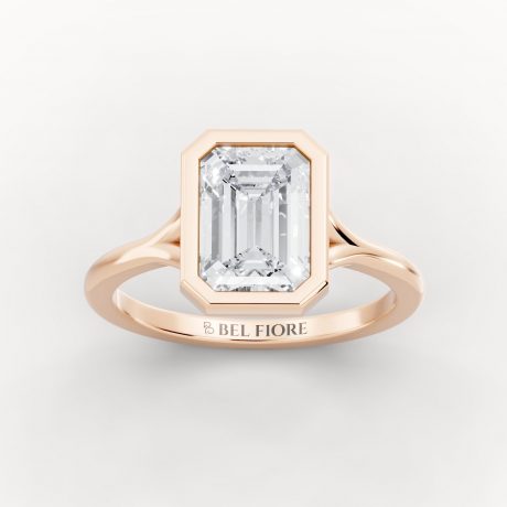 Bezel set emerald cut diamond -Rose Gold