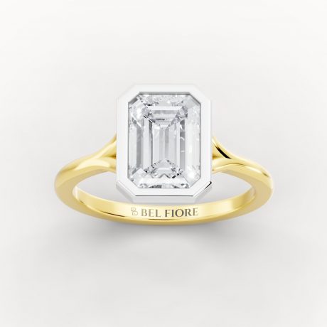 Bezel set emerald cut diamond -White Head