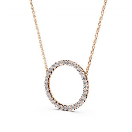 Sparkling Diamond Circle Pendant - Rose Gold