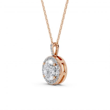 Brilliant oval cut center stone pendant -Rose Gold