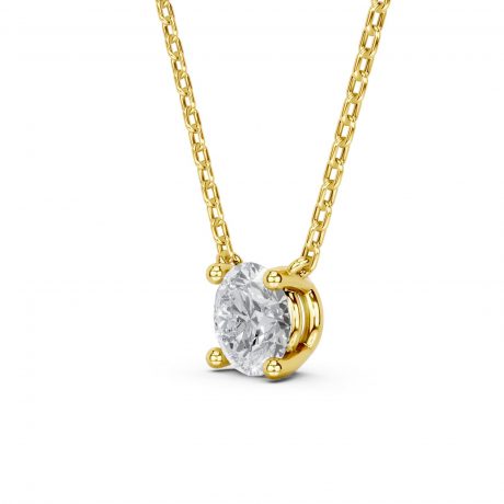 Classic Four-Prong Solitaire Diamond Pendant- Yellow Gold