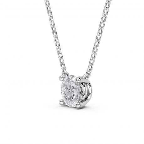 Classic Four-Prong Solitaire Diamond Pendant- White Gold